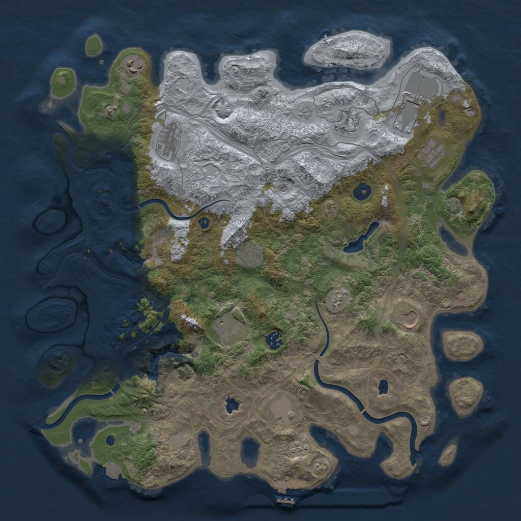 Rust Map: Procedural Map, Size: 4500, Seed: 972083649, 16 Monuments