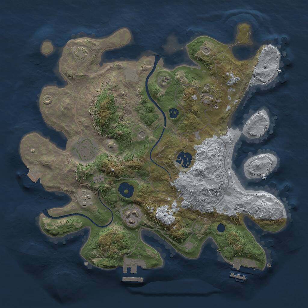 Rust Map: Procedural Map, Size: 3000, Seed: 9344, 10 Monuments