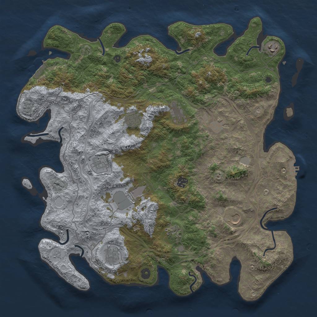 Rust Map: Procedural Map, Size: 4500, Seed: 455757, 20 Monuments