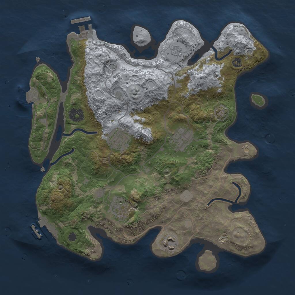 Rust Map: Procedural Map, Size: 3000, Seed: 346586, 10 Monuments