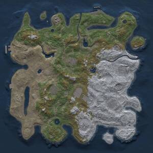 Thumbnail Rust Map: Procedural Map, Size: 4000, Seed: 1308184774, 14 Monuments