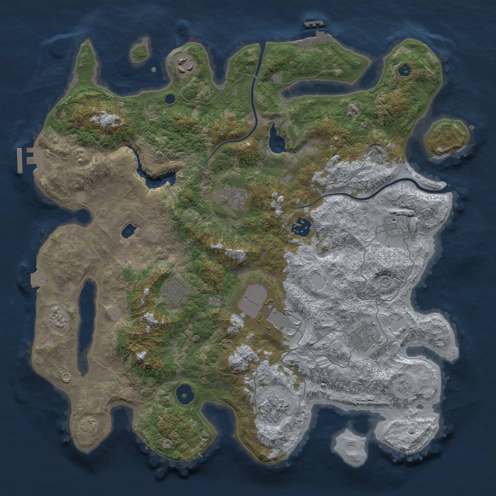 Rust Map: Procedural Map, Size: 4000, Seed: 1308184774, 14 Monuments