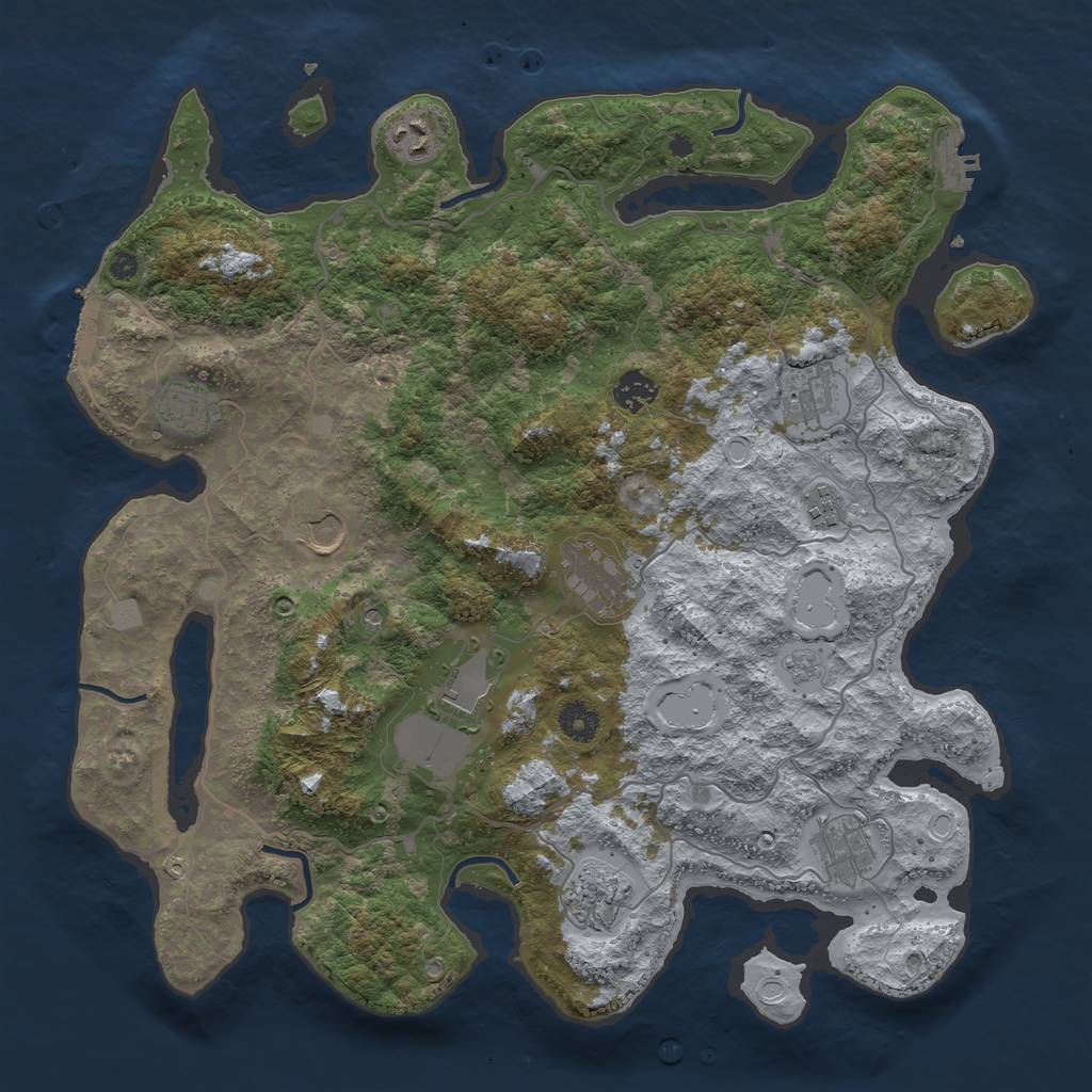 Rust Map: Procedural Map, Size: 4000, Seed: 1308184774, 19 Monuments