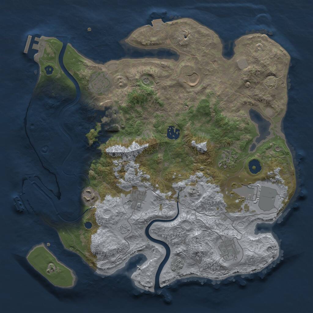 Rust Map: Procedural Map, Size: 3500, Seed: 8354545, 16 Monuments