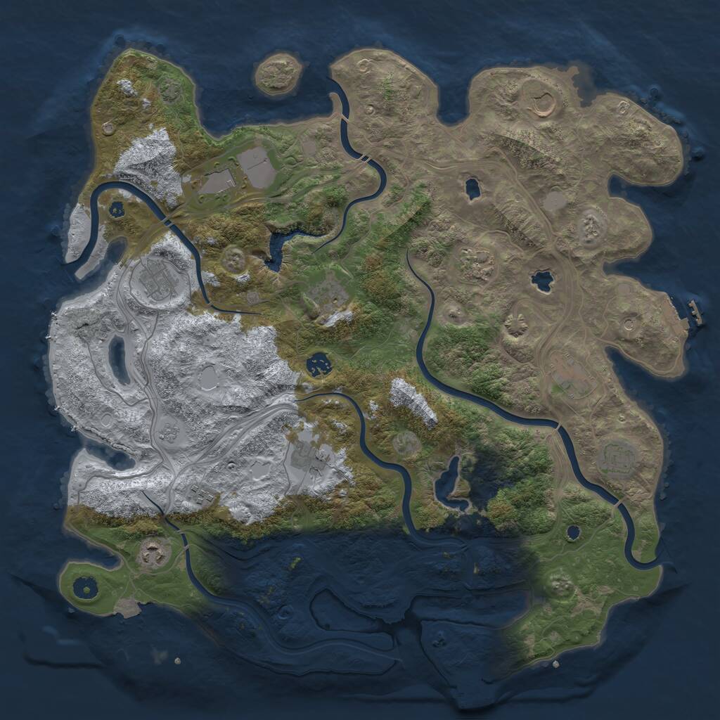 Rust Map: Procedural Map, Size: 4500, Seed: 695410817, 17 Monuments