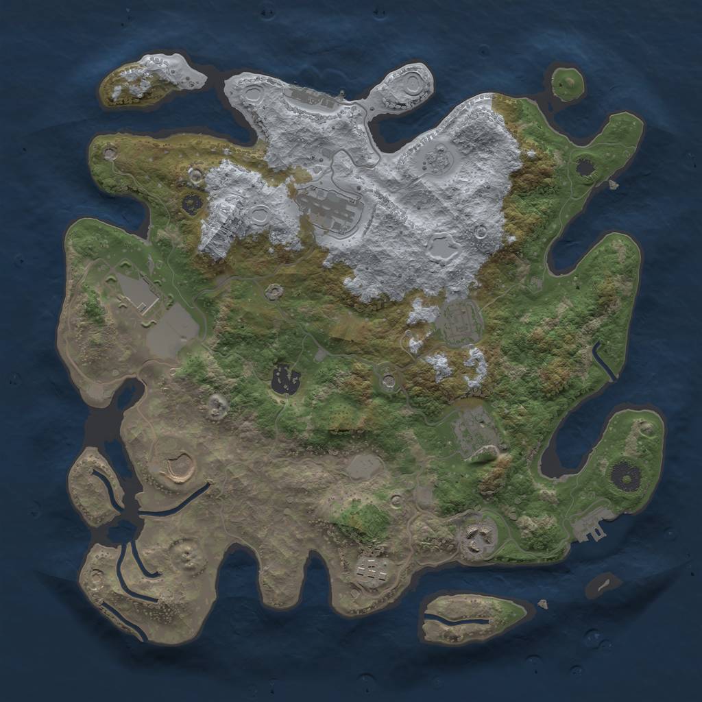 Rust Map: Procedural Map, Size: 3500, Seed: 1951581070, 17 Monuments