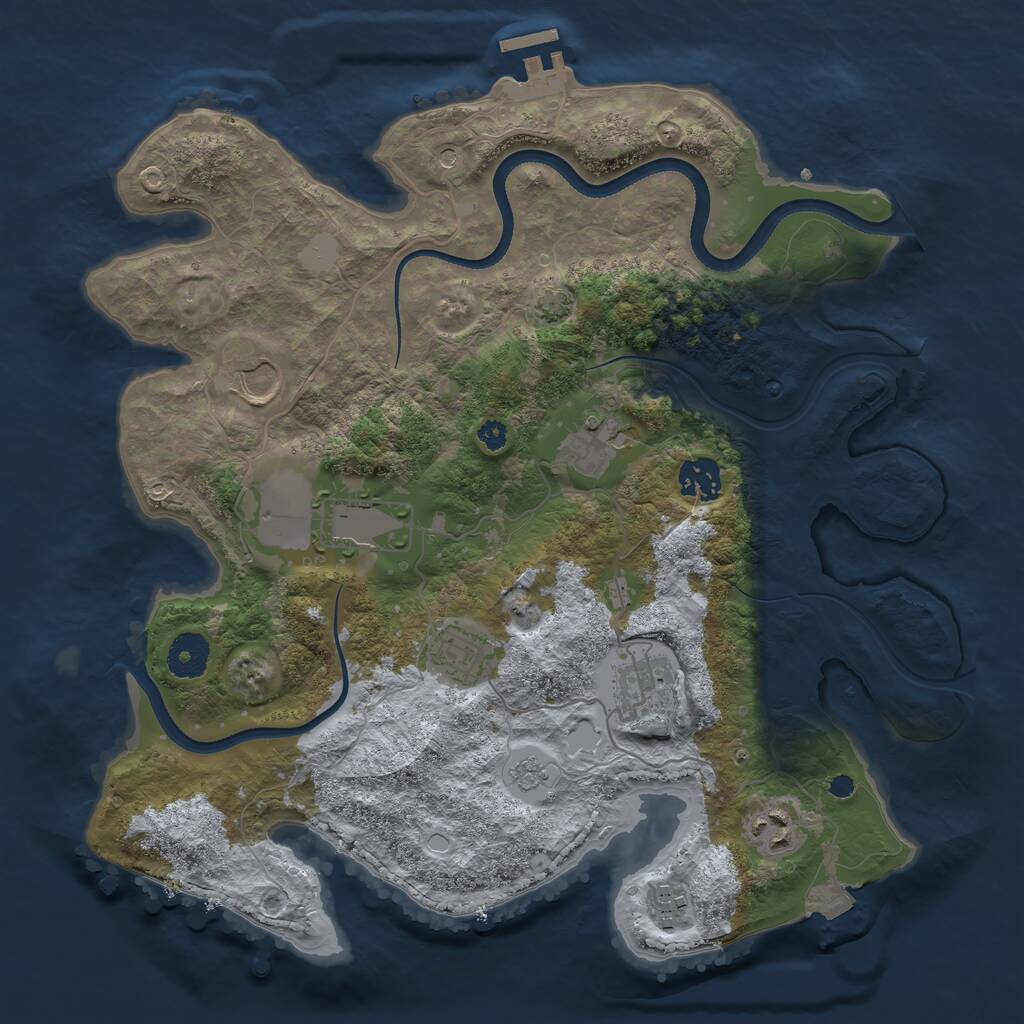 Rust Map: Procedural Map, Size: 3500, Seed: 705401192, 13 Monuments