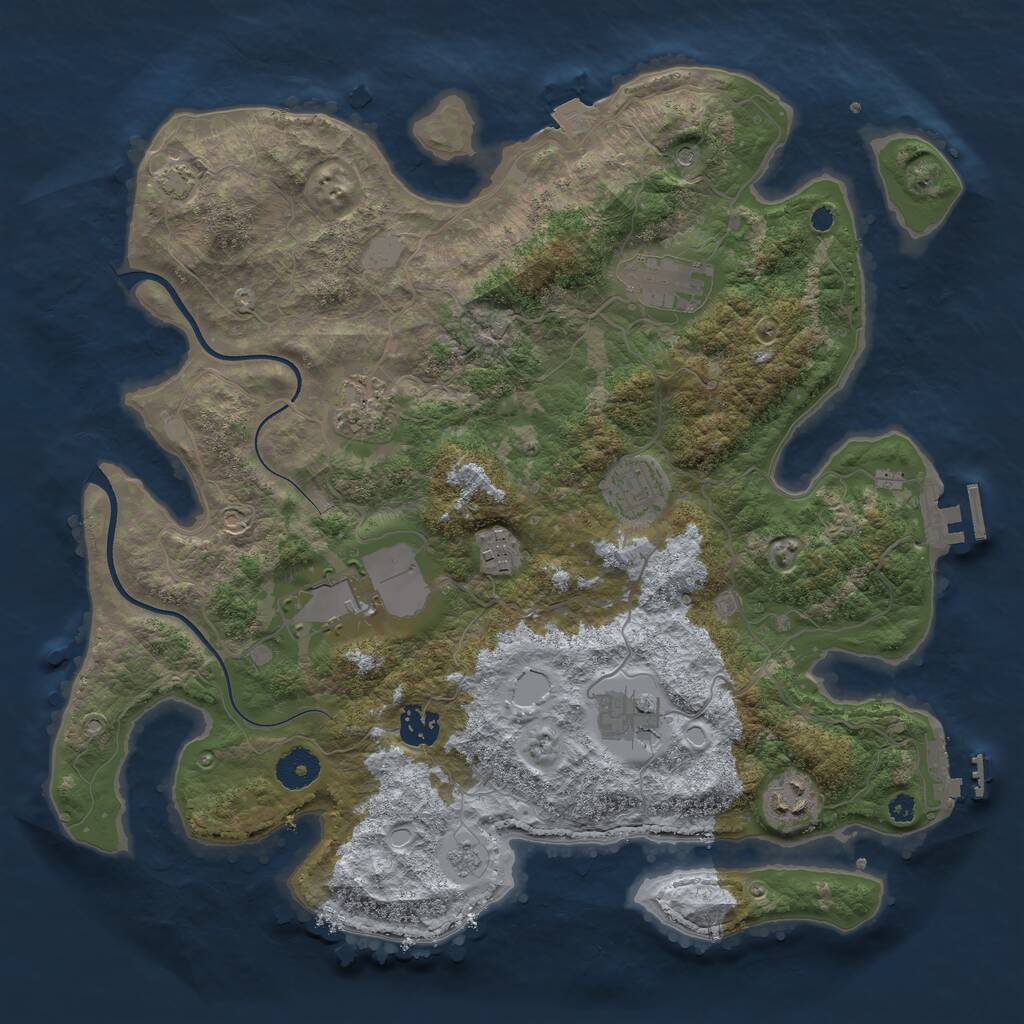 Rust Map: Procedural Map, Size: 3700, Seed: 826450771, 14 Monuments