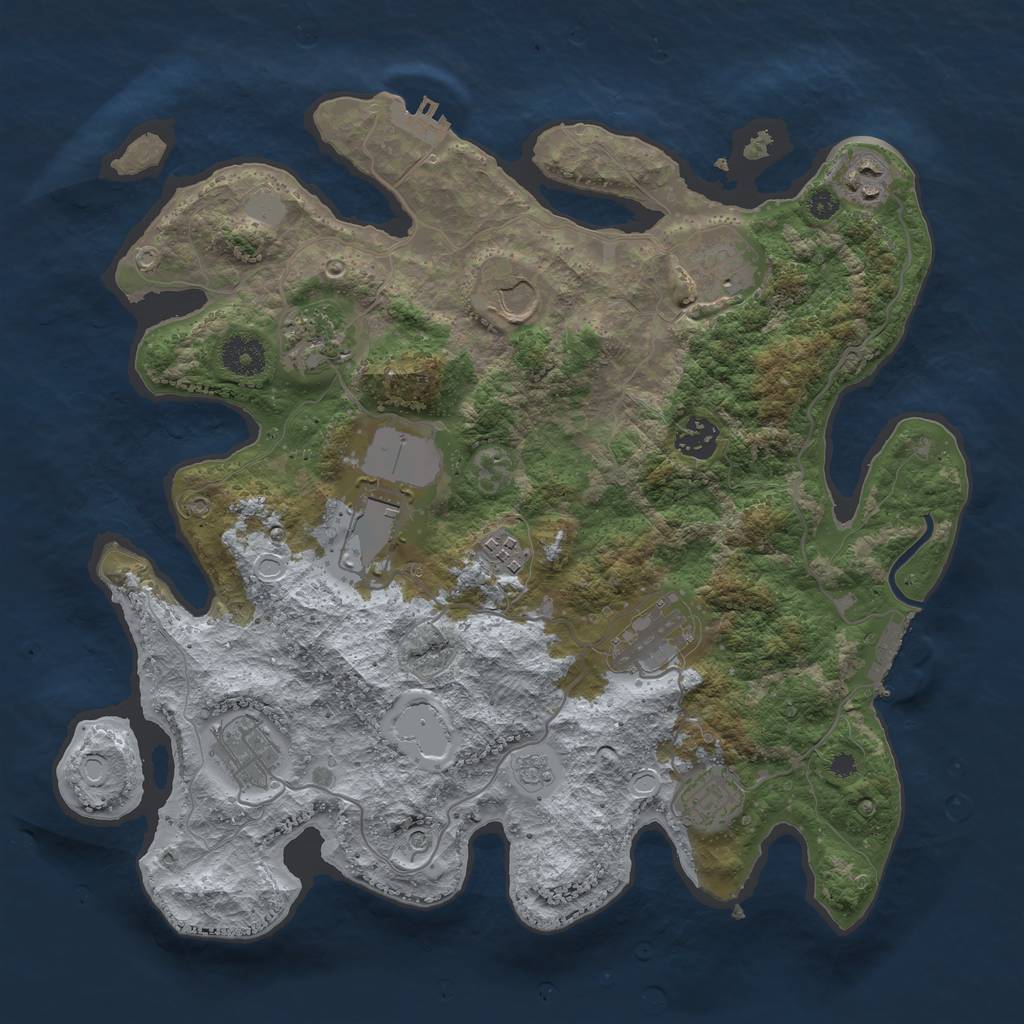 Rust Map: Procedural Map, Size: 3600, Seed: 66558899, 19 Monuments