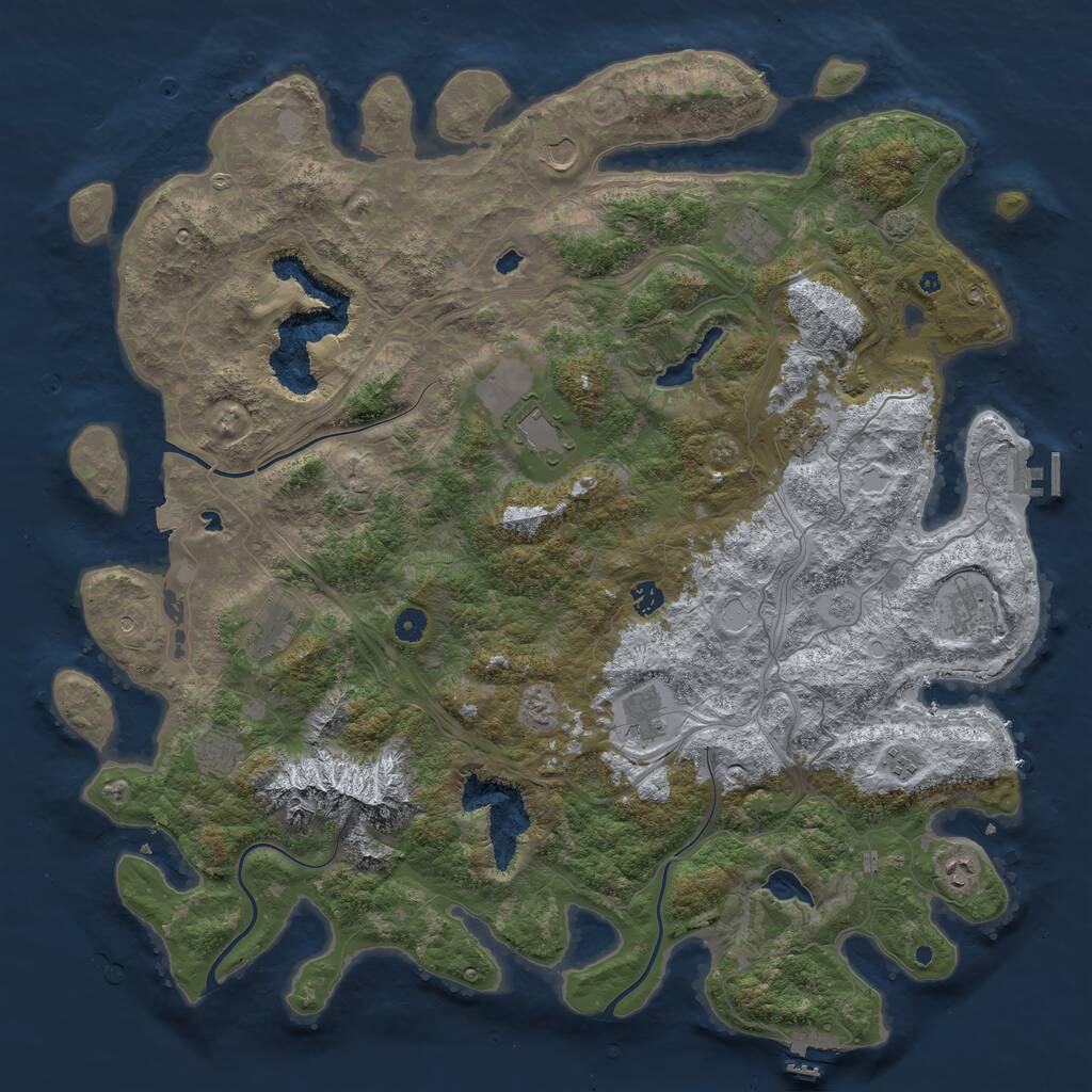 Rust Map: Procedural Map, Size: 5000, Seed: 1042472634, 17 Monuments