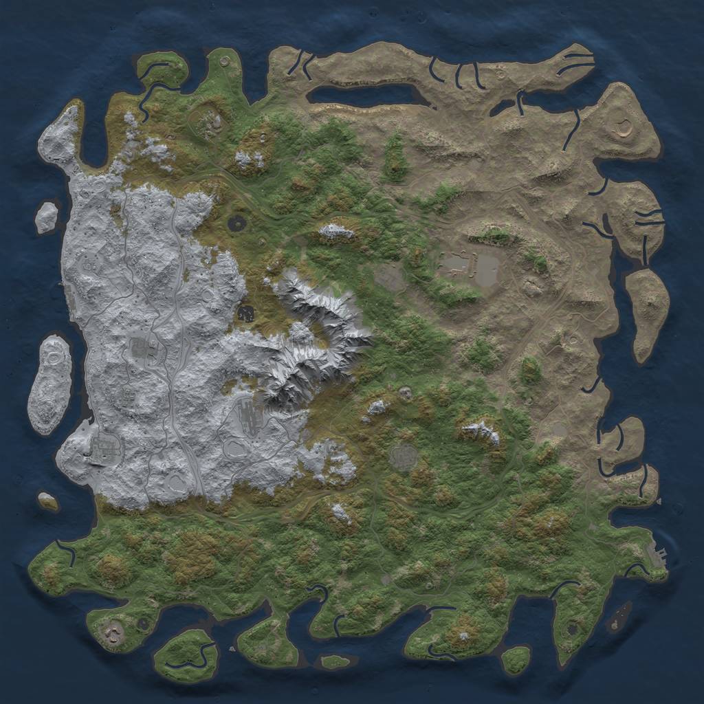 Rust Map: Procedural Map, Size: 6000, Seed: 692346348, 20 Monuments