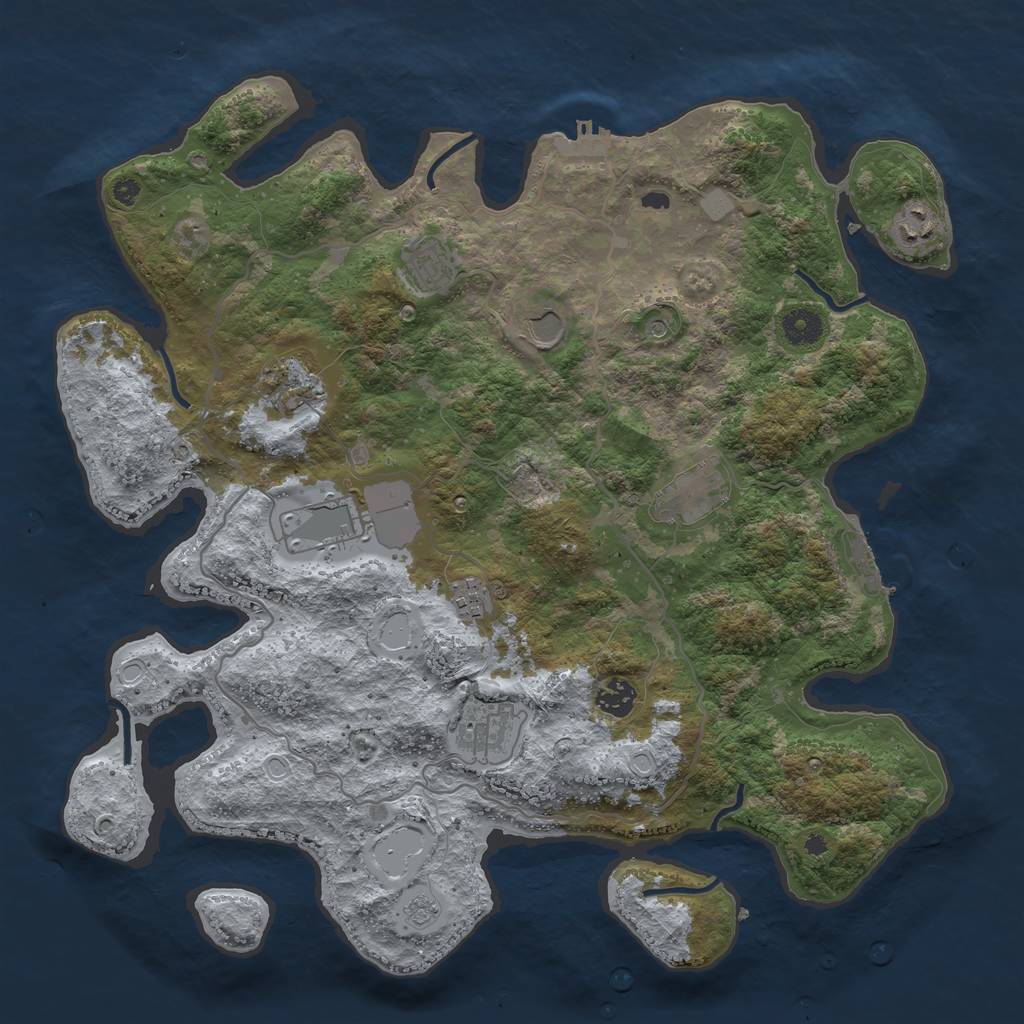 Rust Map: Procedural Map, Size: 4000, Seed: 1008, 18 Monuments