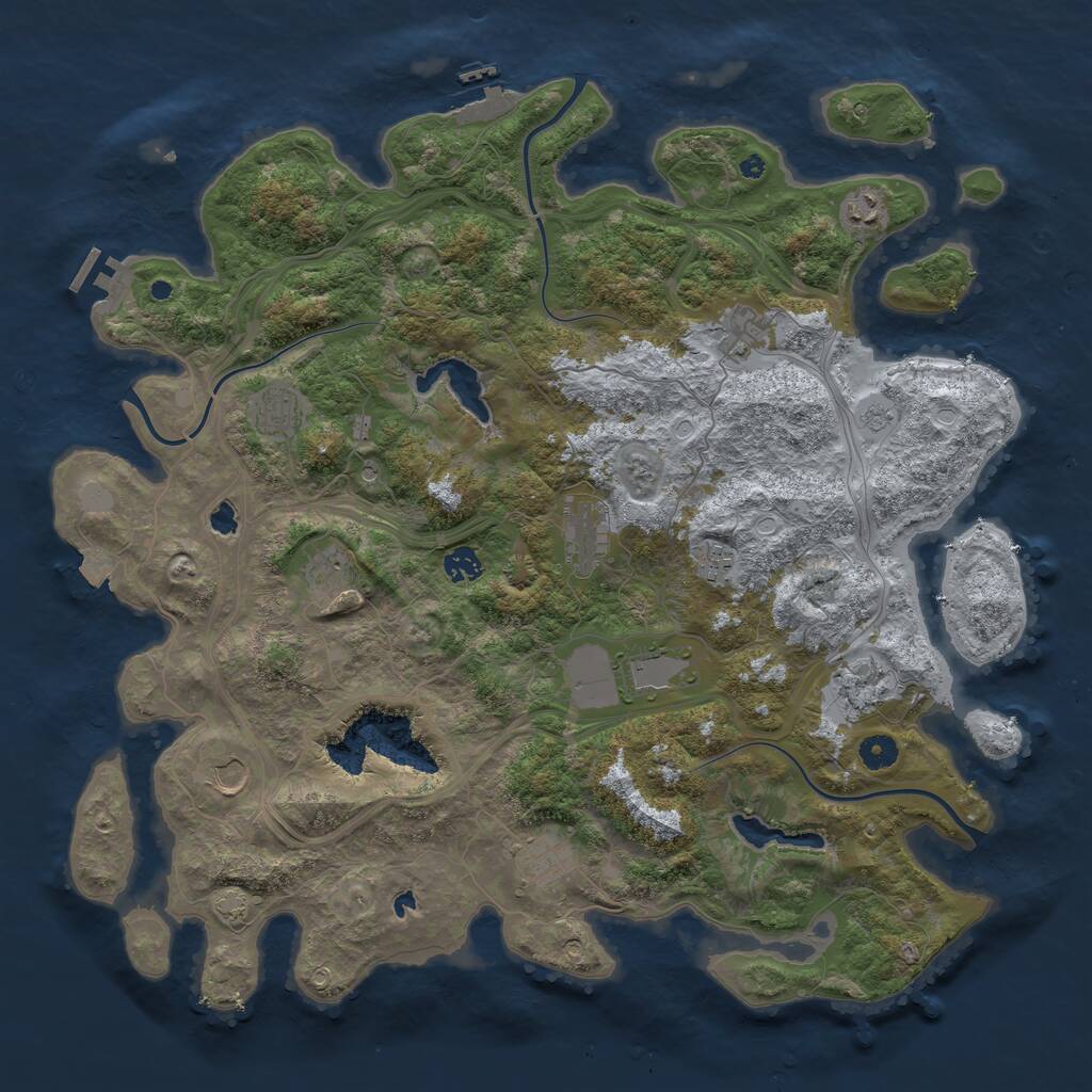 Rust Map: Procedural Map, Size: 4500, Seed: 497700871, 17 Monuments