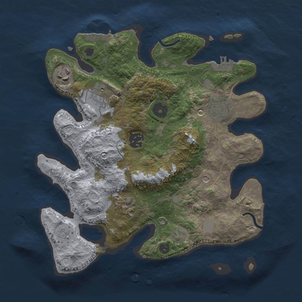 Rust Map: Procedural Map, Size: 3000, Seed: 99325, 14 Monuments