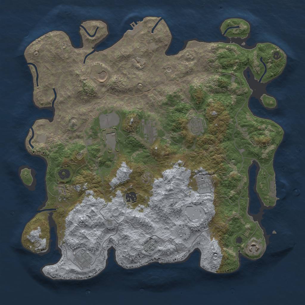 Rust Map: Procedural Map, Size: 4000, Seed: 20220805, 17 Monuments