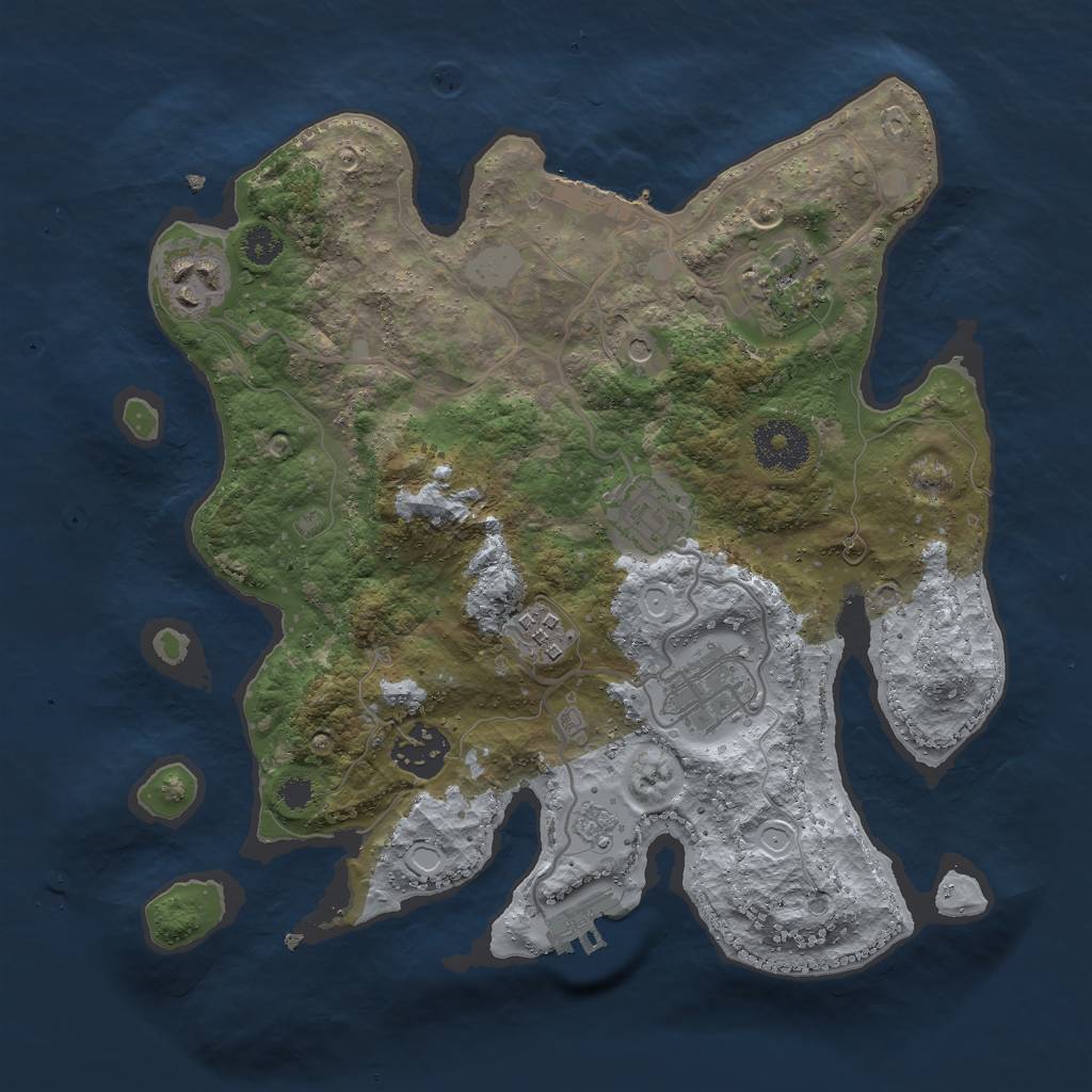 Rust Map: Procedural Map, Size: 3000, Seed: 1266955023, 15 Monuments