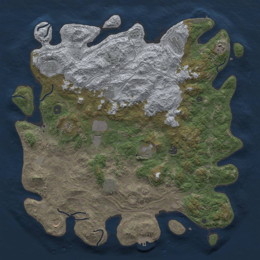 Rust Map: Procedural Map, Size: 4500, Seed: 757807985, 20 Monuments