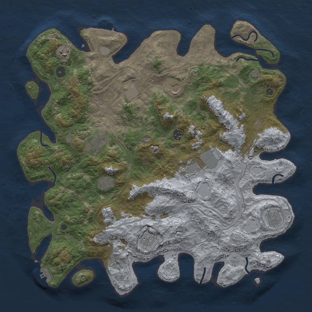Rust Map: Procedural Map, Size: 4500, Seed: 1221224294, 18 Monuments