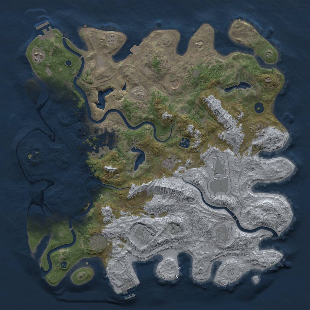 Rust Map: Procedural Map, Size: 4500, Seed: 1221224294, 17 Monuments