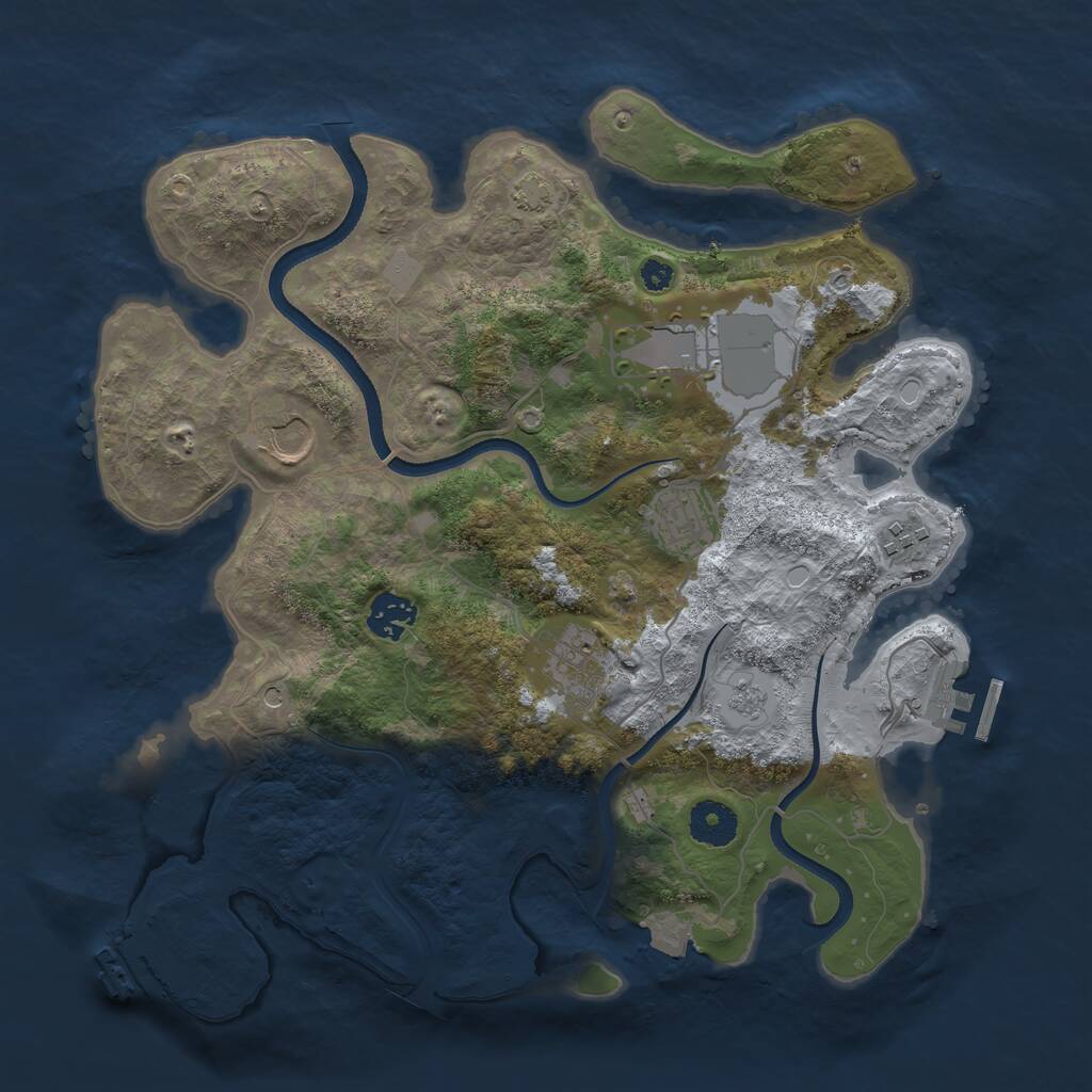 Rust Map: Procedural Map, Size: 3500, Seed: 12445309, 12 Monuments
