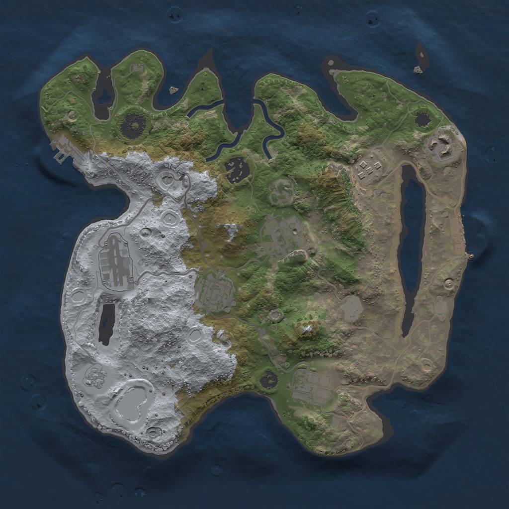 Rust Map: Procedural Map, Size: 3000, Seed: 4733, 16 Monuments