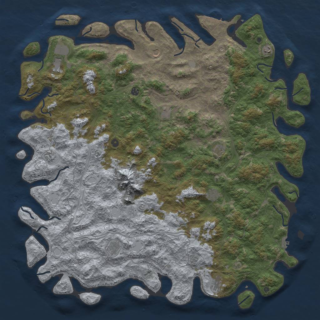Rust Map: Procedural Map, Size: 6000, Seed: 716659400, 20 Monuments