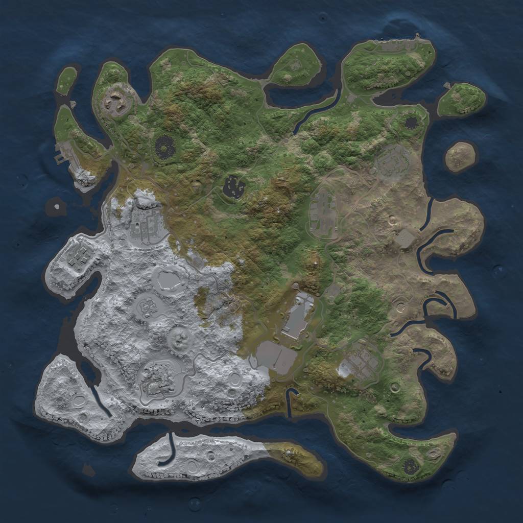 Rust Map: Procedural Map, Size: 3500, Seed: 1840185842, 18 Monuments