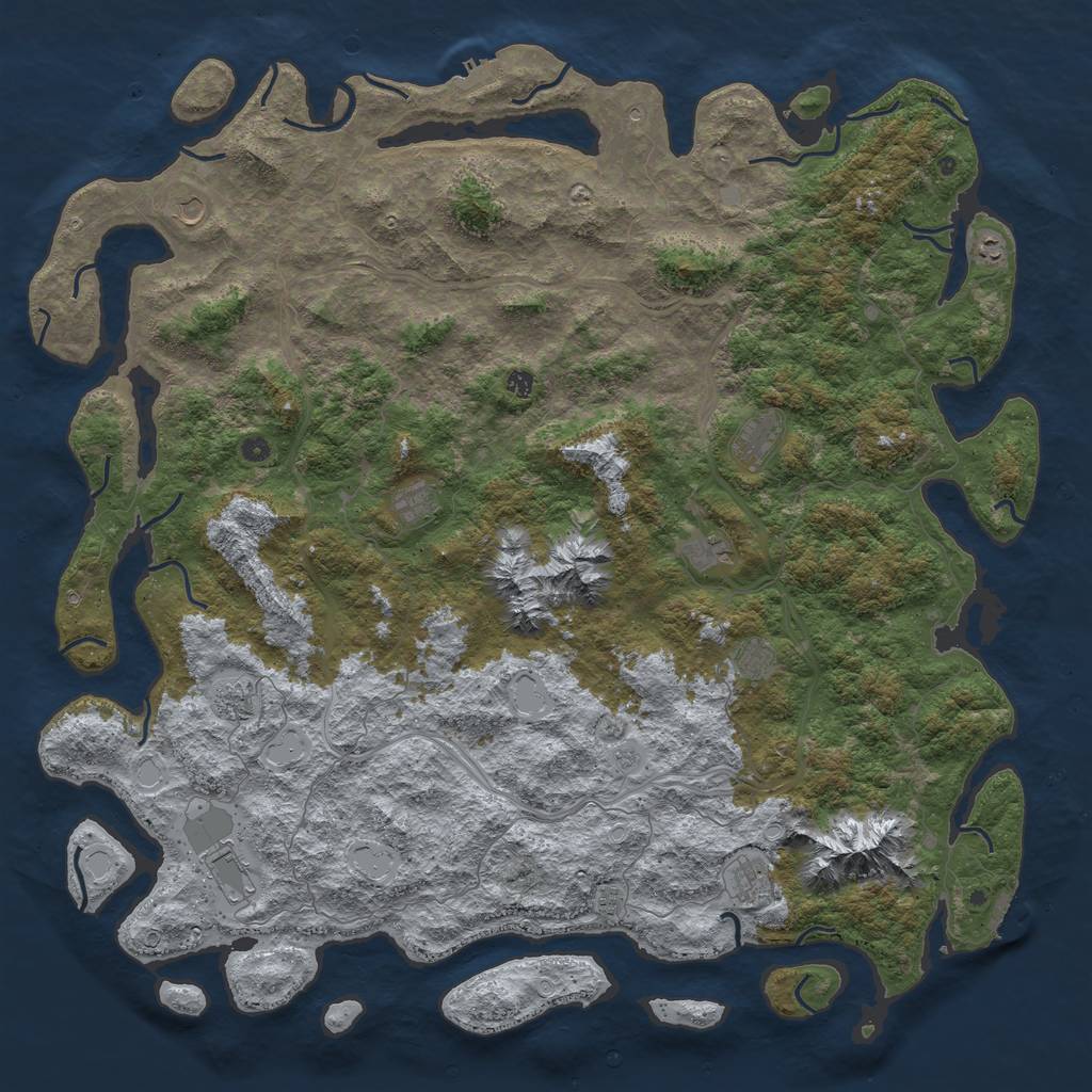 Rust Map: Procedural Map, Size: 6000, Seed: 1041107421, 20 Monuments