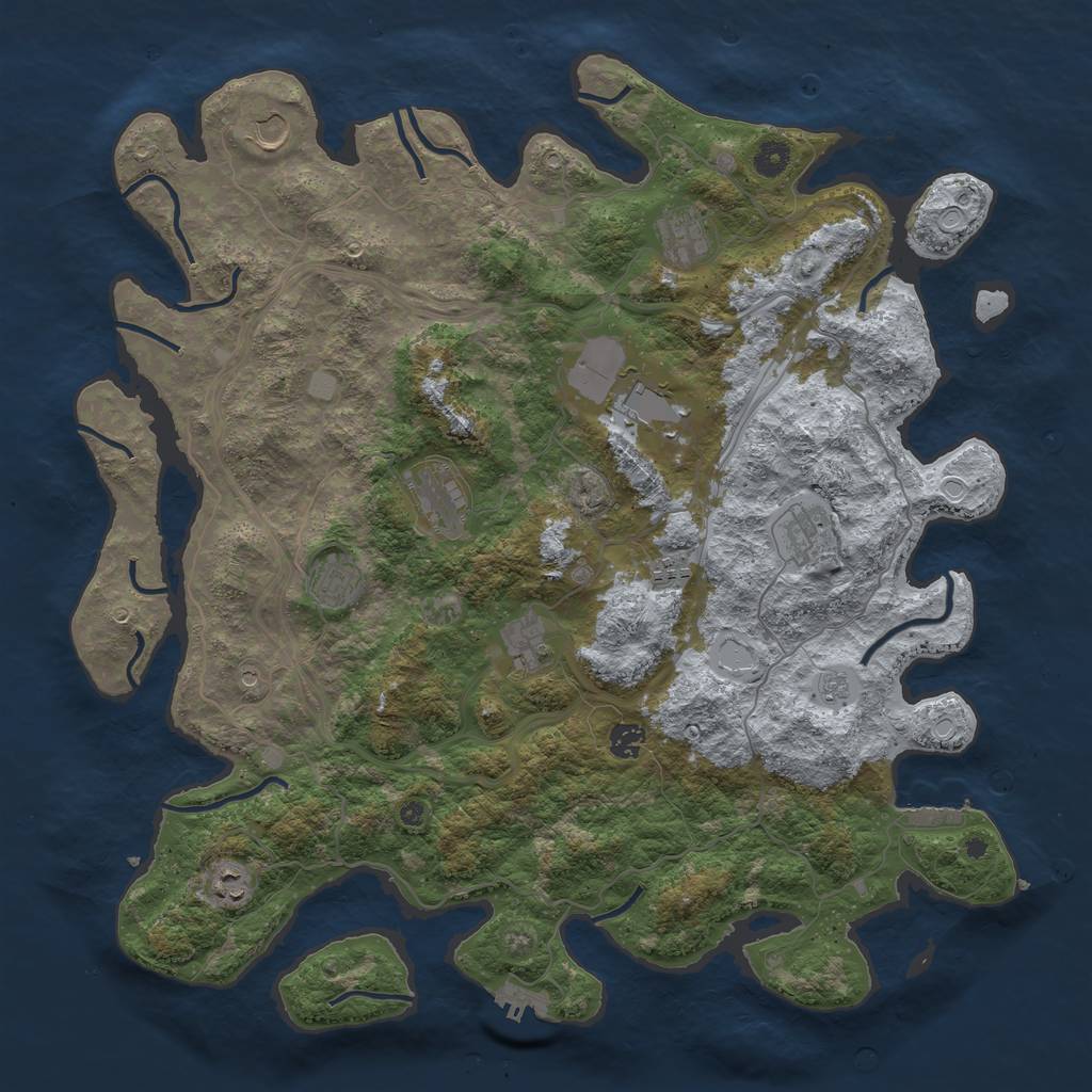 Rust Map: Procedural Map, Size: 4500, Seed: 1351780, 19 Monuments