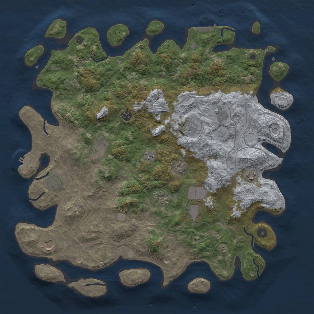 Rust Map: Procedural Map, Size: 4500, Seed: 405337055, 19 Monuments