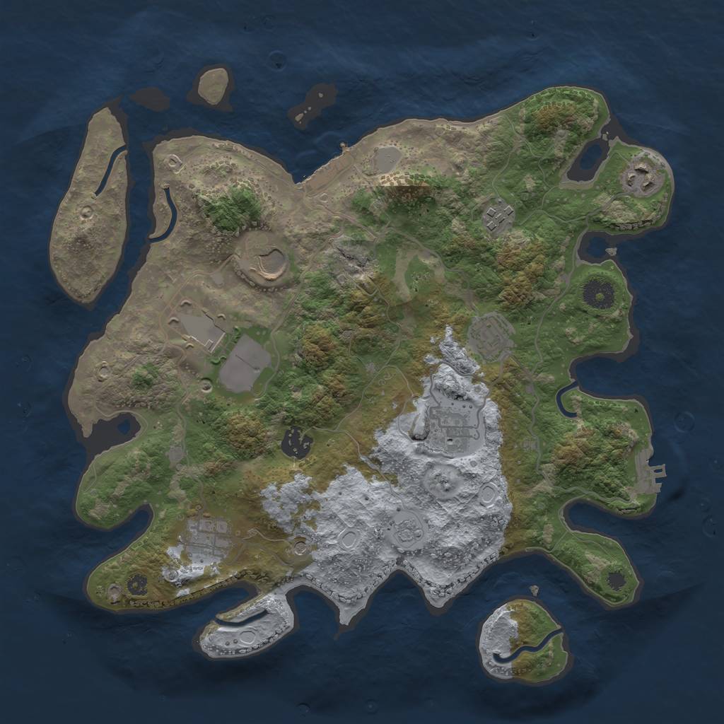 Rust Map: Procedural Map, Size: 3500, Seed: 1723094748, 17 Monuments