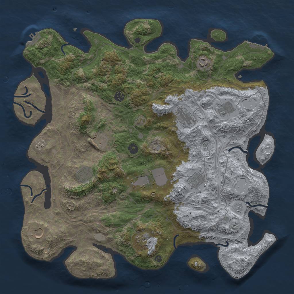 Rust Map: Procedural Map, Size: 4250, Seed: 1423674145, 20 Monuments