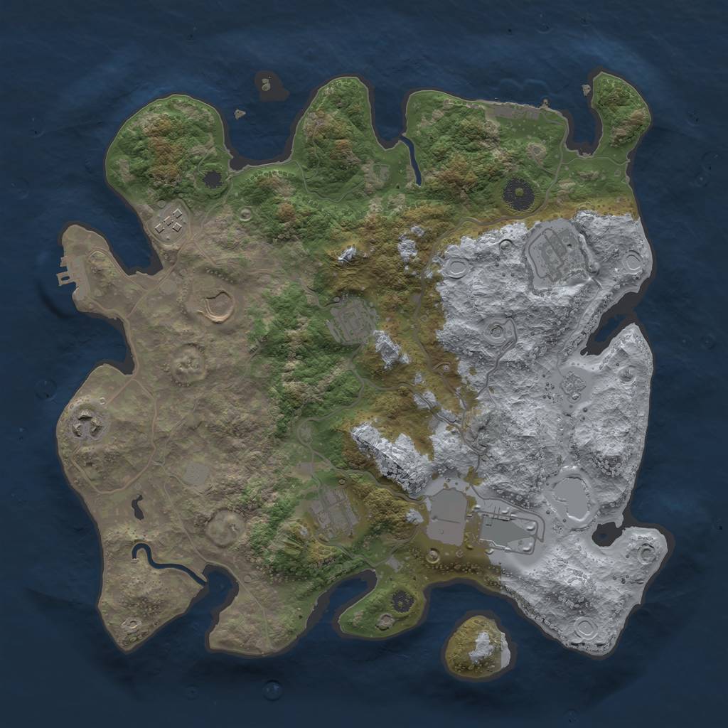 Rust Map: Procedural Map, Size: 3500, Seed: 1616986323, 16 Monuments