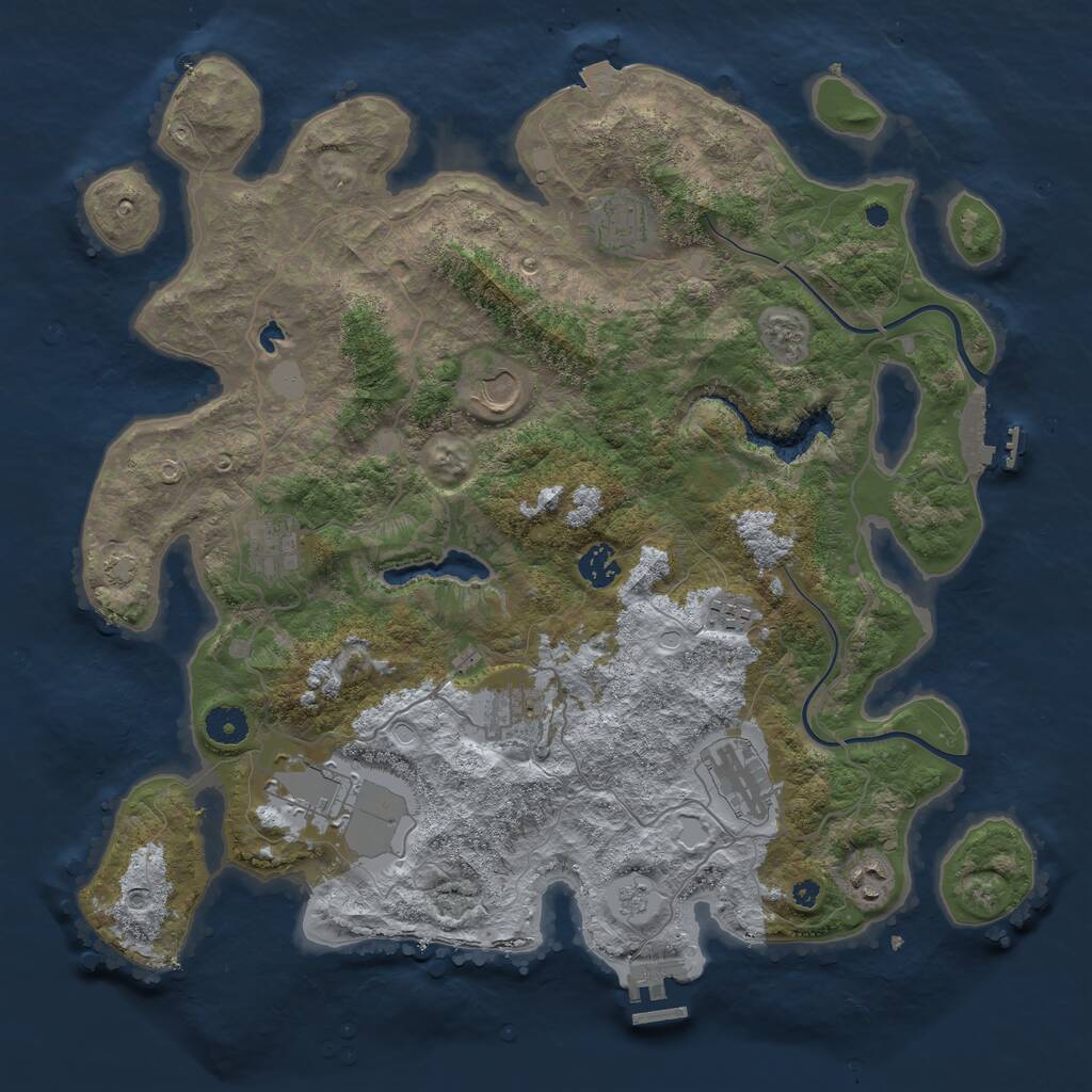 Rust Map: Procedural Map, Size: 4000, Seed: 1393206926, 14 Monuments