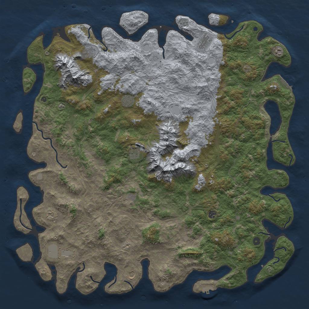 Rust Map: Procedural Map, Size: 6000, Seed: 701674579, 20 Monuments