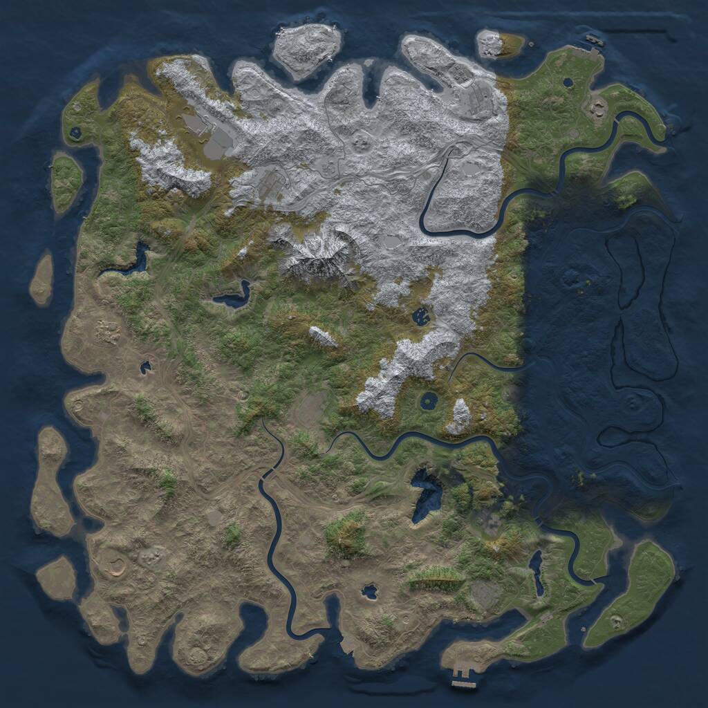 Rust Map: Procedural Map, Size: 6000, Seed: 701674579, 17 Monuments