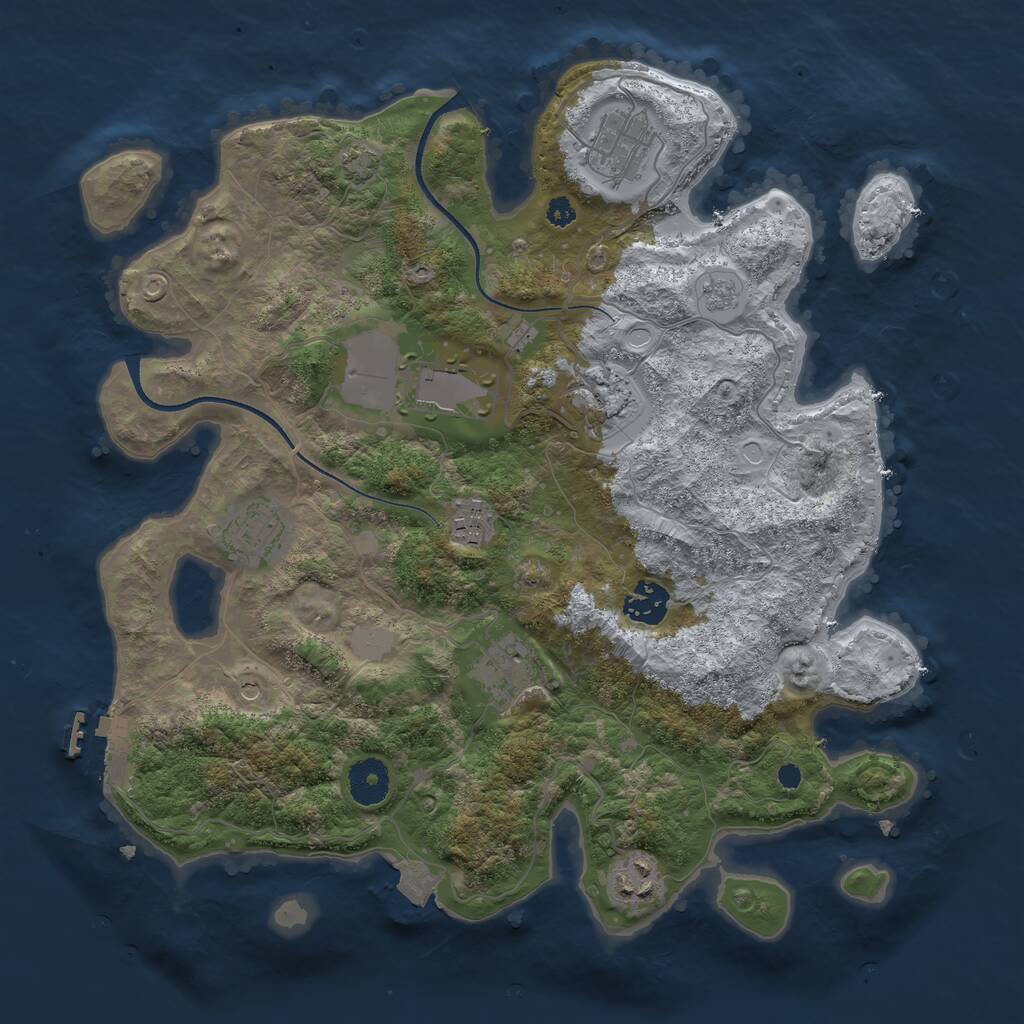 Rust Map: Procedural Map, Size: 3500, Seed: 958093234, 13 Monuments