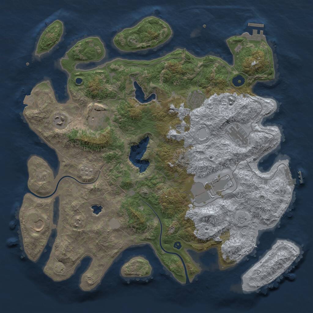 Rust Map: Procedural Map, Size: 4000, Seed: 704843, 13 Monuments