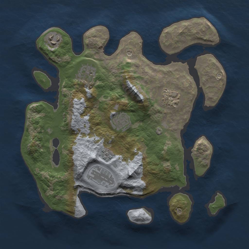 Rust Map: Barren, Size: 3000, Seed: 220343761, 9 Monuments