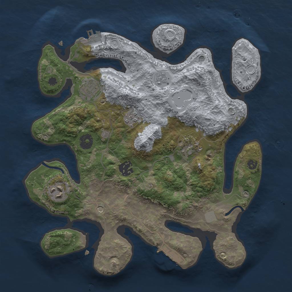 Rust Map: Procedural Map, Size: 3000, Seed: 1931369695, 14 Monuments