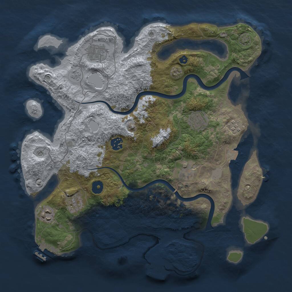 Rust Map: Procedural Map, Size: 3500, Seed: 58562545, 13 Monuments
