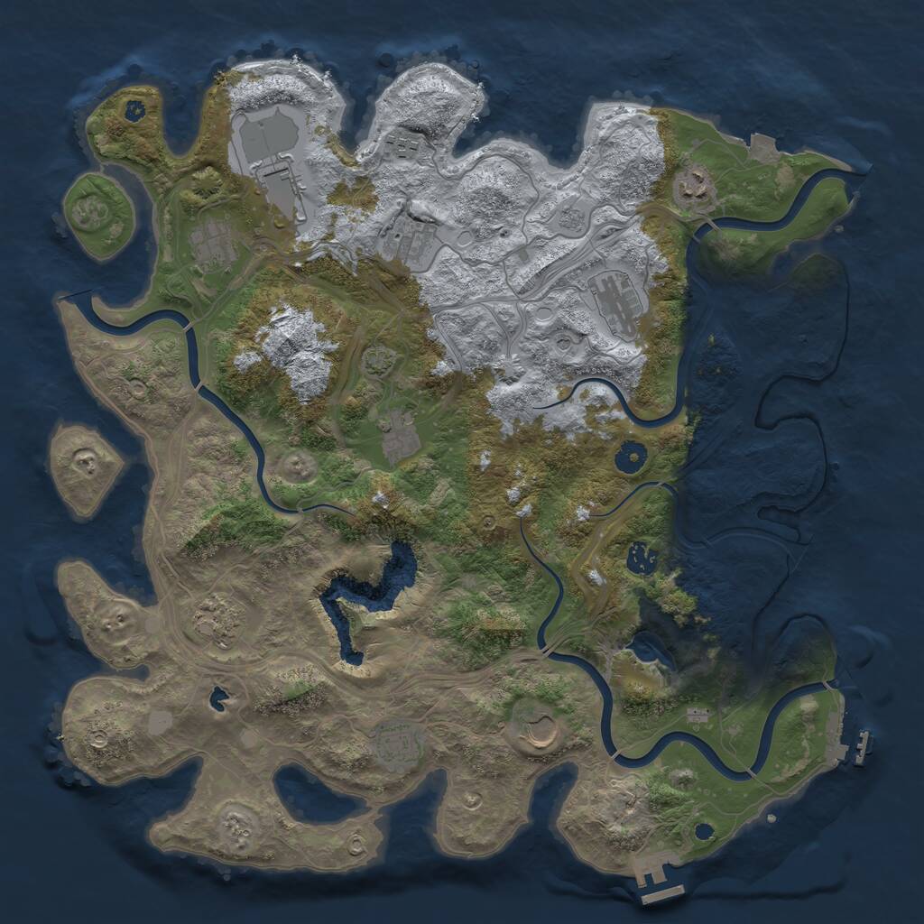 Rust Map: Procedural Map, Size: 4300, Seed: 1858833593, 17 Monuments