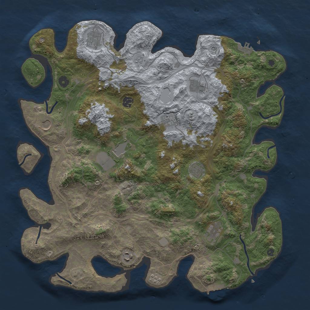 Rust Map: Procedural Map, Size: 4300, Seed: 1858833593, 19 Monuments