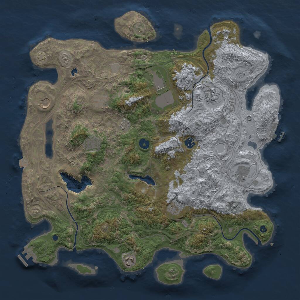 Rust Map: Procedural Map, Size: 4300, Seed: 366420547, 16 Monuments