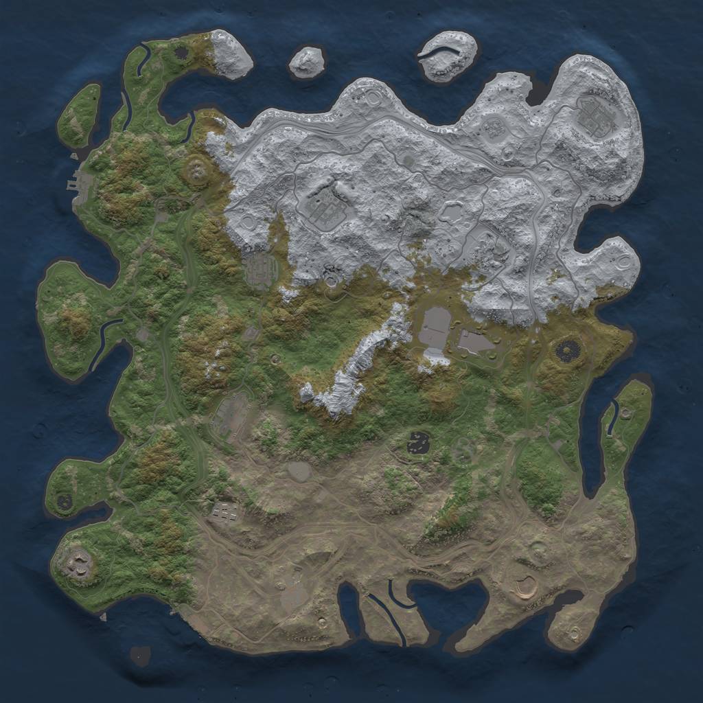Rust Map: Procedural Map, Size: 4500, Seed: 72354159, 20 Monuments