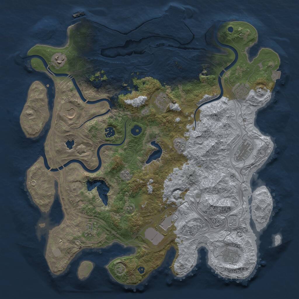 Rust Map: Procedural Map, Size: 4250, Seed: 1827779688, 16 Monuments
