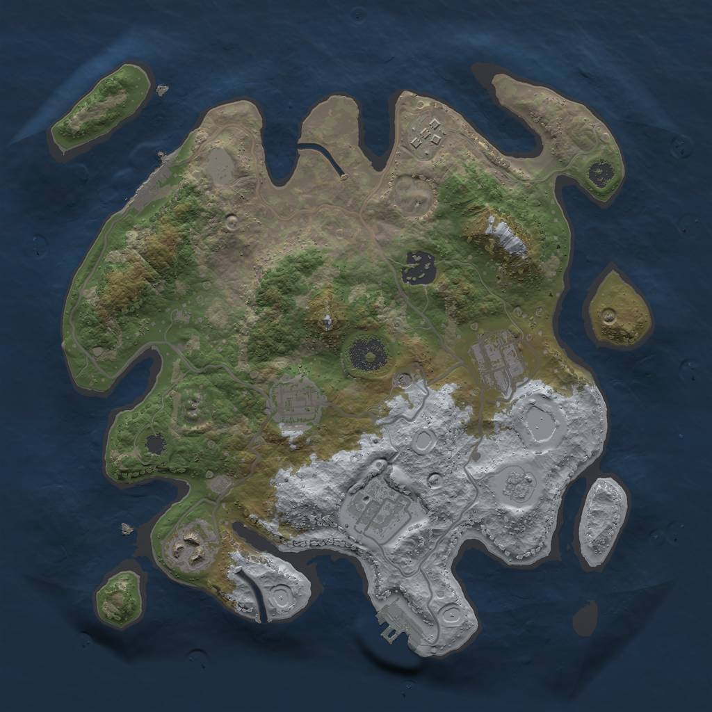 Rust Map: Procedural Map, Size: 3000, Seed: 5050, 15 Monuments