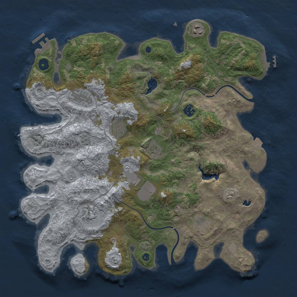 Rust Map: Procedural Map, Size: 4000, Seed: 594817600, 15 Monuments