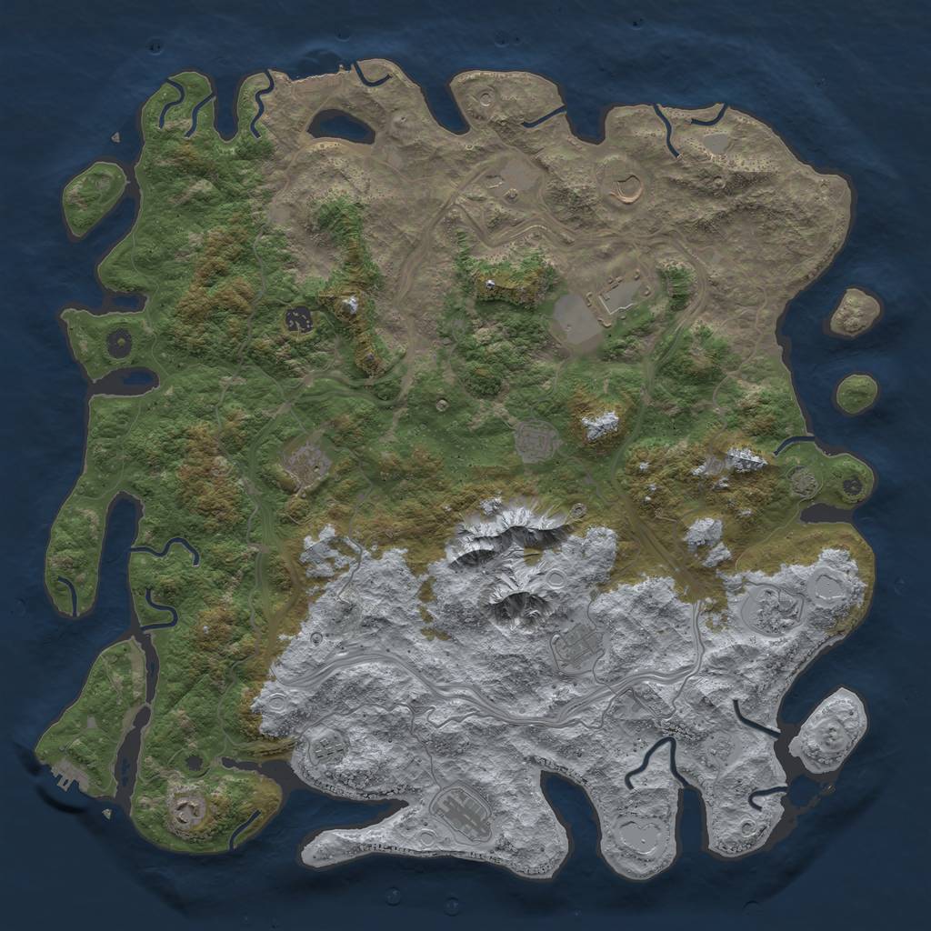 Rust Map: Procedural Map, Size: 5000, Seed: 36963, 19 Monuments