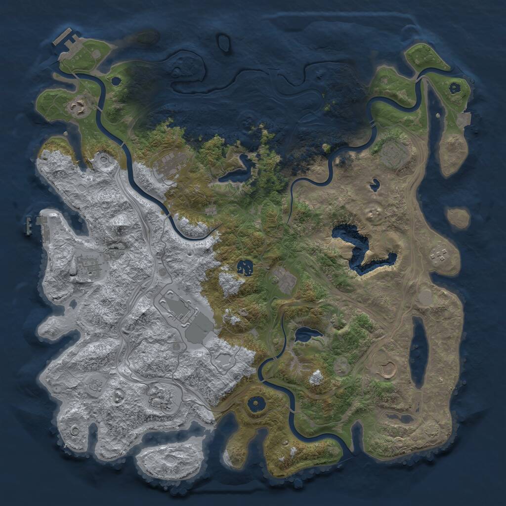 Rust Map: Procedural Map, Size: 4500, Seed: 80522, 16 Monuments